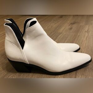 White Pointed Toe Faux Leather Booties Ankle Boots Forever 21